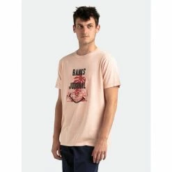Banks Journal Fronds Faded Tee Shirt Tops Pink Ivory -Banks Journal store unnamed file 1143