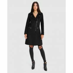 Banks Journal Last Chance Wool Blend Moto Coat - Black Coats, Jackets & Blazers