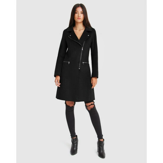 Banks Journal Last Chance Wool Blend Moto Coat - Black Coats, Jackets & Blazers