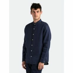 Banks Journal Hastings Linen L/S Woven Shirt Tops Dirty Denim -Banks Journal store unnamed file 1466