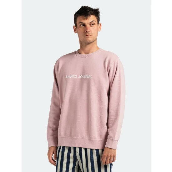 Banks Journal Label Crew Standard Fleece Sweatshirts, Sweaters & Hoodies Pale Lavander 4 Banks Journal Label Crew Standard Fleece Sweatshirts, Sweaters & Hoodies Pale Lavander - Image 2
