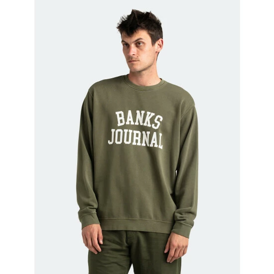 Banks Journal Defense Crew Sweat Fleece Sweatshirts, Sweaters & Hoodies Army 4 Banks Journal Defense Crew Sweat Fleece Sweatshirts, Sweaters & Hoodies Army - Image 2