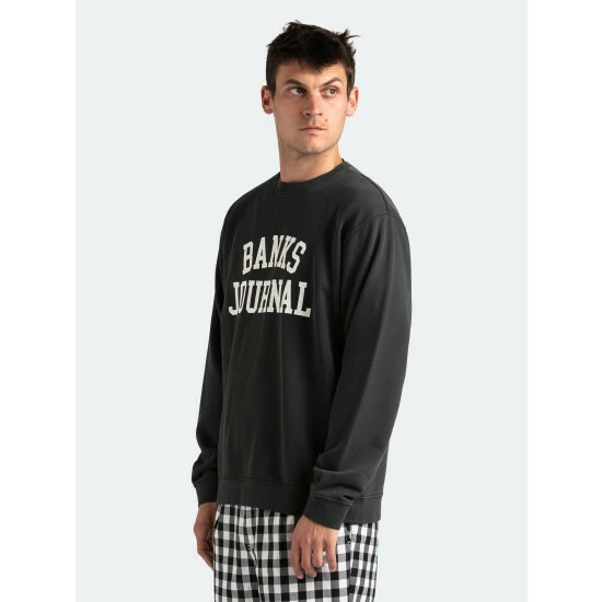 Banks Journal Defense Crew Sweat Fleece Sweatshirts, Sweaters & Hoodies Dirty Black 6 Banks Journal Defense Crew Sweat Fleece Sweatshirts, Sweaters & Hoodies Dirty Black - Image 4