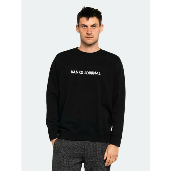 Banks Journal Label Crew Graphic Fleece Sweatshirts, Sweaters & Hoodies Dirty Black 4 Banks Journal Label Crew Graphic Fleece Sweatshirts, Sweaters & Hoodies Dirty Black - Image 2