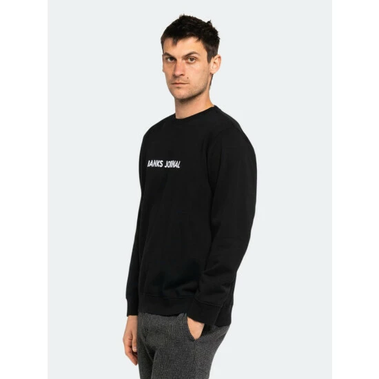 Banks Journal Label Crew Graphic Fleece Sweatshirts, Sweaters & Hoodies Dirty Black 5 Banks Journal Label Crew Graphic Fleece Sweatshirts, Sweaters & Hoodies Dirty Black - Image 3