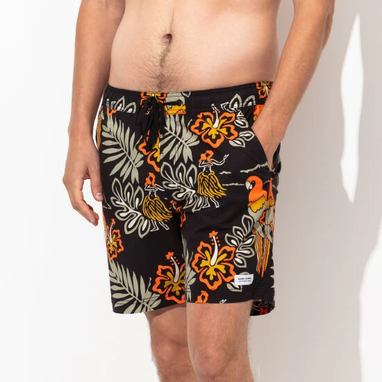 Banks Journal Aloha Club Elastic Boardshort Shorts Black 5 Banks Journal Aloha Club Elastic Boardshort Shorts Black - Image 3