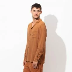 Banks Journal Brighton L/S Woven Shirt Shirts Tobacco -Banks Journal store unnamed file 859