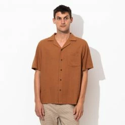 Alternative view of Banks Journal Brighton S/S Woven Shirt - Tobacco Shirts
